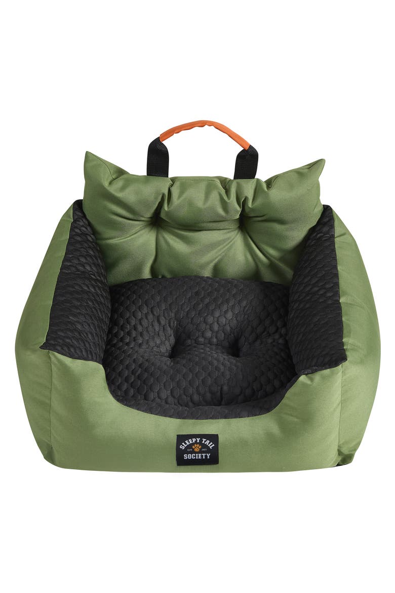 Sleepy Tail Society Cooling Pet Car Seat, Alternate, color, GREEN/ BLACK