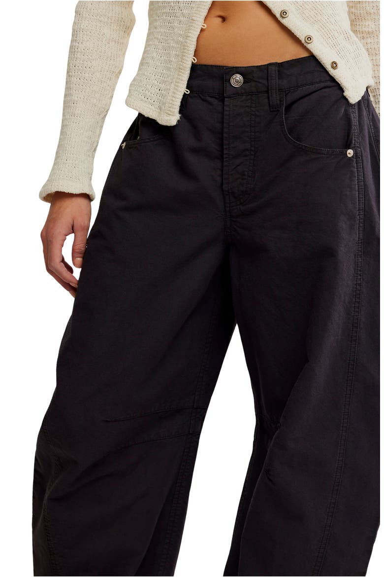 Good Luck Barrel Leg Pants, Alternate, color, BLACK