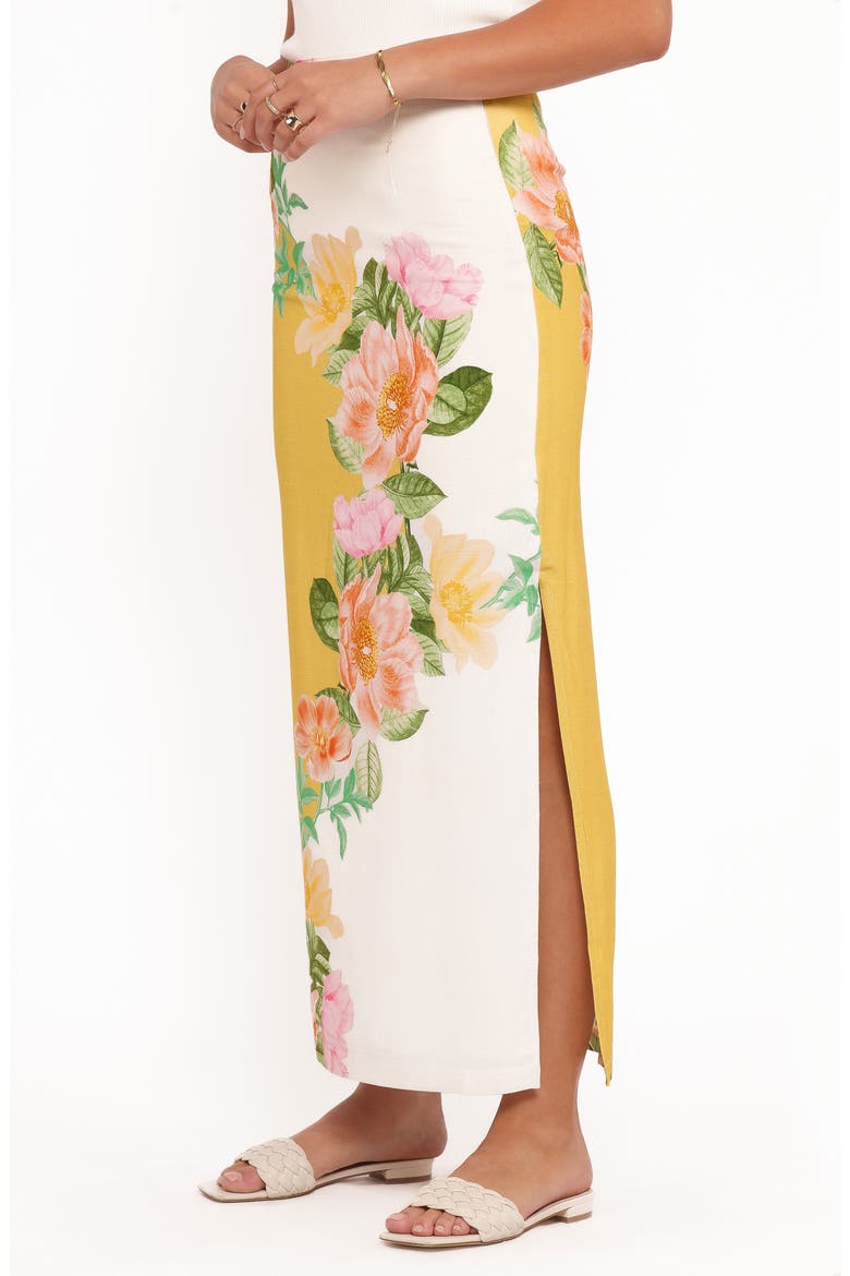 Floral Print Maxi Skirt, Alternate, color, YELLOW POPPY