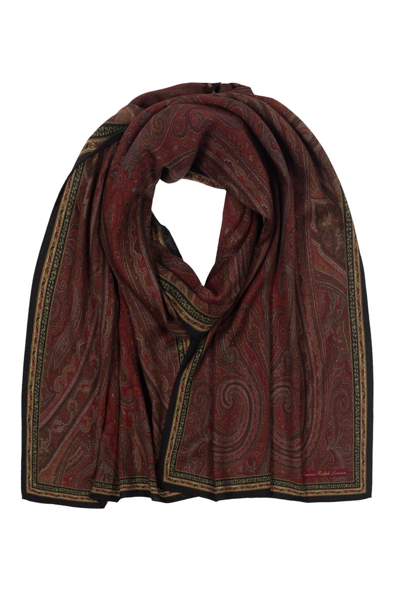 Paisley Wool Wrap, Main, color, RALPH RED