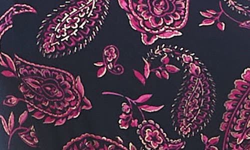 Nina Leonard Sylvia Floral A-line Midi Dress In Navy/berry Foil