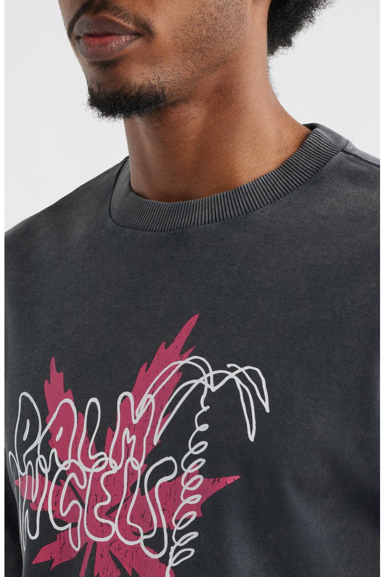 Palm Leaf Regular Fit Graphic T-Shirt, Alternate, color, BLACK FUCHSIA