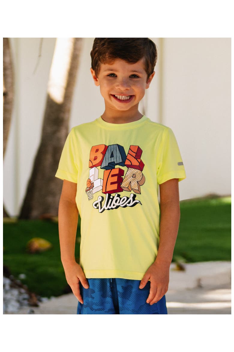 Boys Performance Tee Shirt, Main, color, Baller Vibes/Sunny Lime