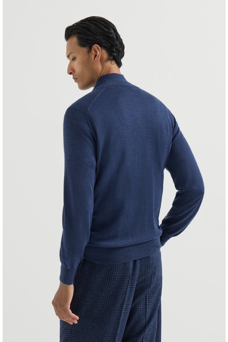 Cashmere, silk and linen lightweight sweater with half zip, Alternate, color, Light Grey