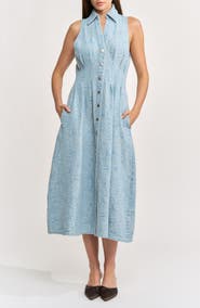 En Saison Dominique Floral Sleeveless Denim Midi Dress