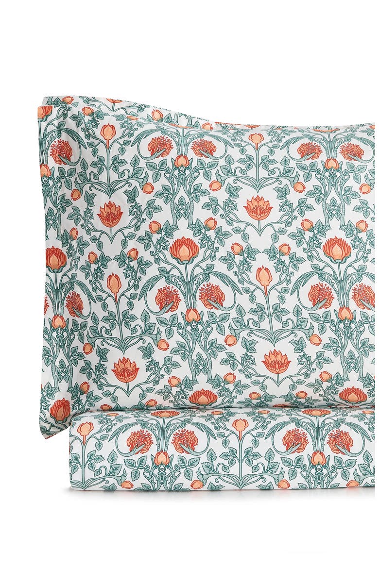 Floral Cotton Duvet & Sham Set, Alternate, color, ORANGE