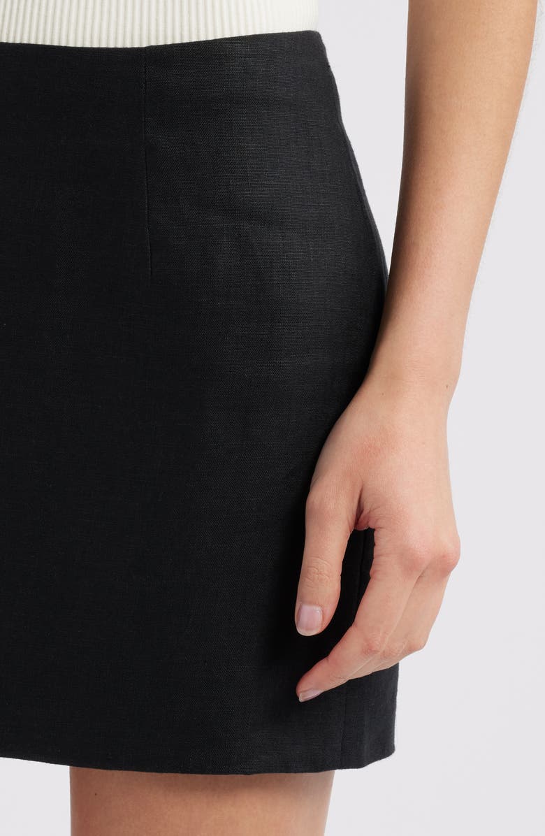 Faithfull the Brand Jane Linen Miniskirt, Alternate, color, Black