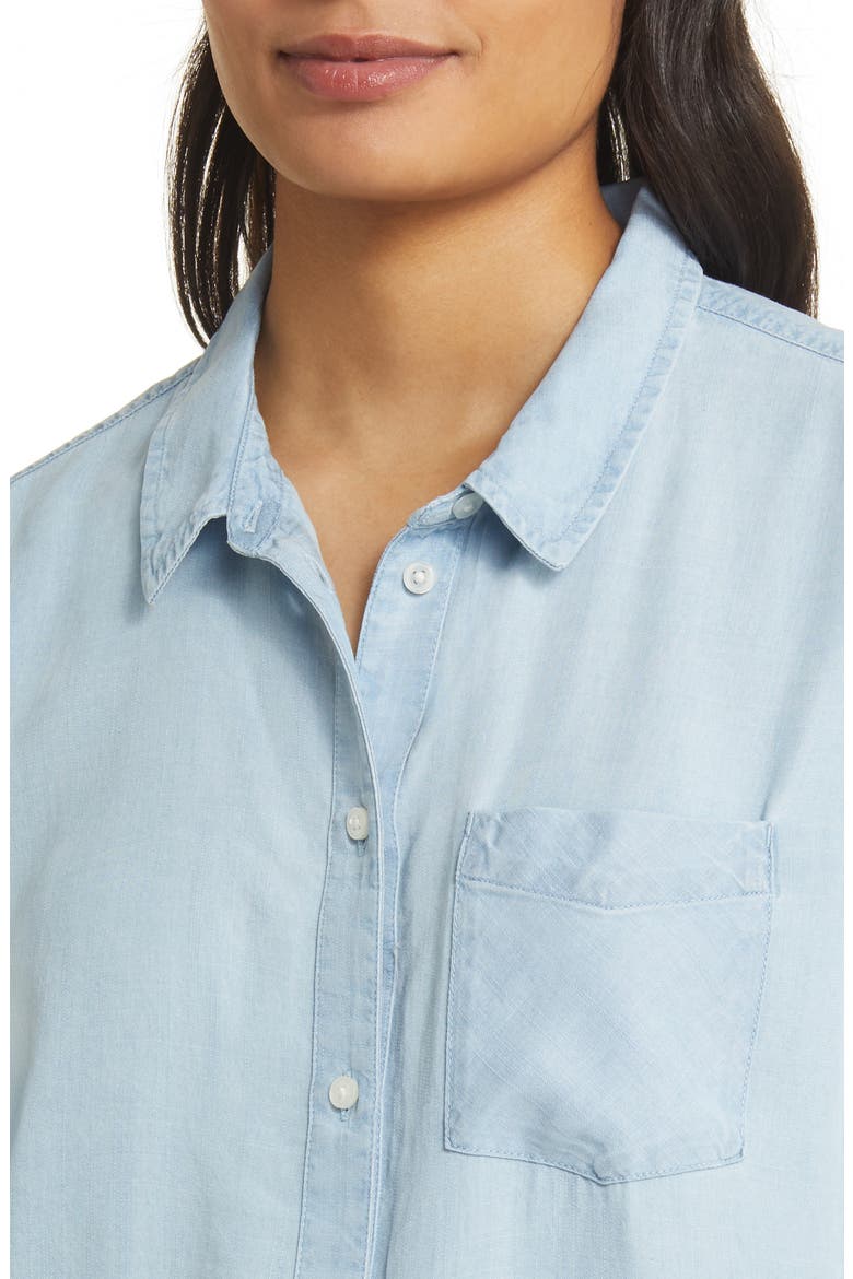 Casual Chambray Button-Up Shirt, Alternate, color, ICE WASH