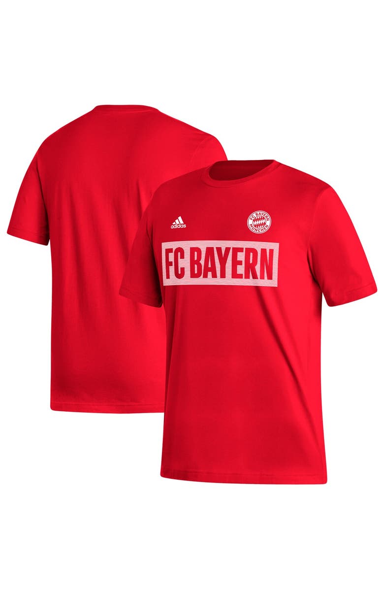 adidas Men's adidas Red Bayern Munich Culture Bar T-Shirt, Main, color, 