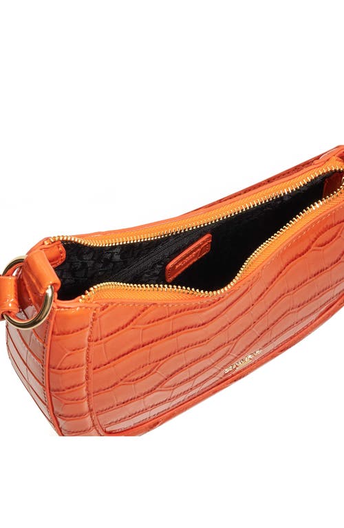 Dune London Direction Croc Embossed Faux Leather Shoulder Bag In Orange