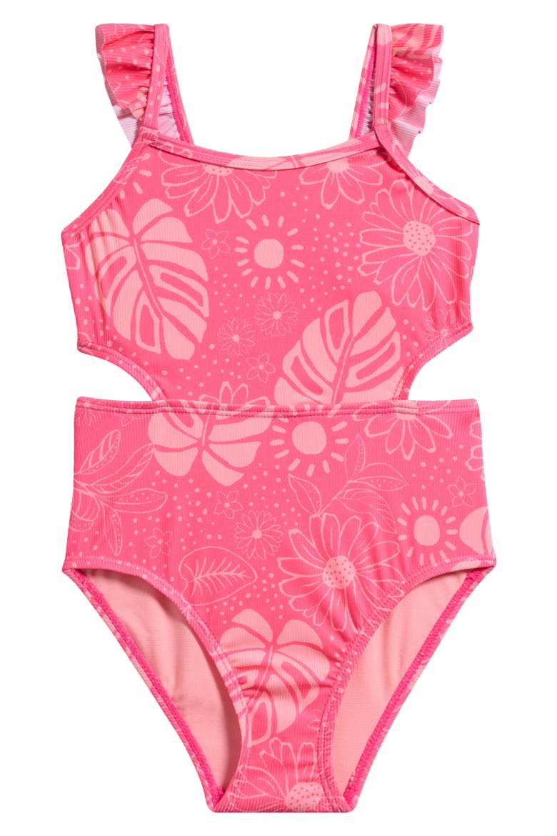 Kids' Flutter Strap Swimsuit, Main, color, PINK