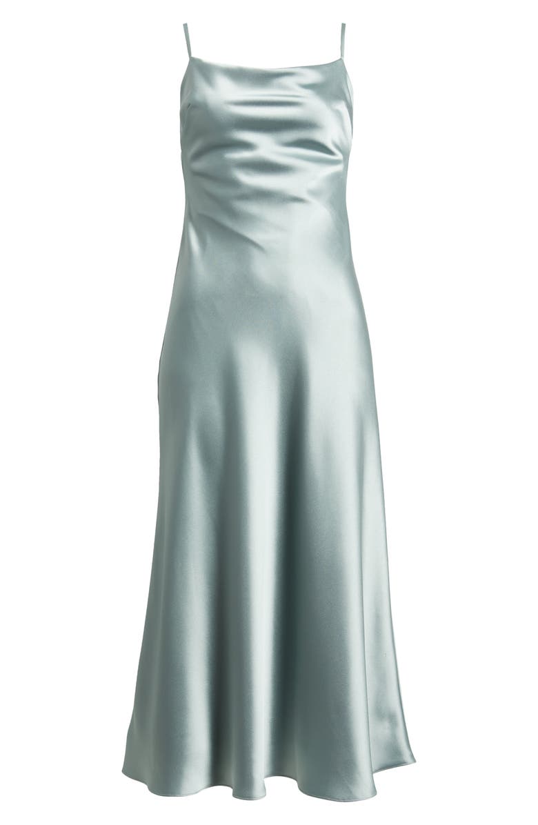 Amsale Andy Satin Midi Cocktail Dress, Alternate, color, Jade