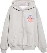 Rhude Automobile Club Zip Cotton Blend Fleece Hoodie