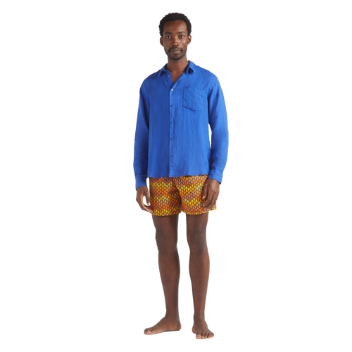 Vilebrequin Solid Linen Shirt In Blue