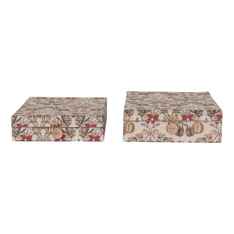Floral Paper Gift Boxes Set, Multicolor, Set of 2