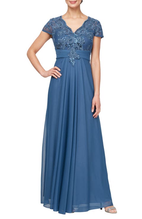 Sequin Lace Bodice Gown