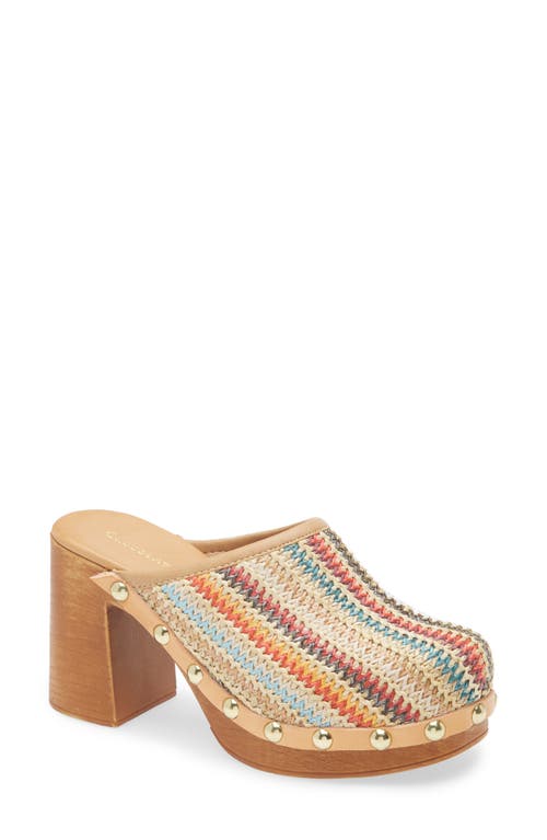 Chocolat Blu Melody Block Heel Clog In Multi Raffia