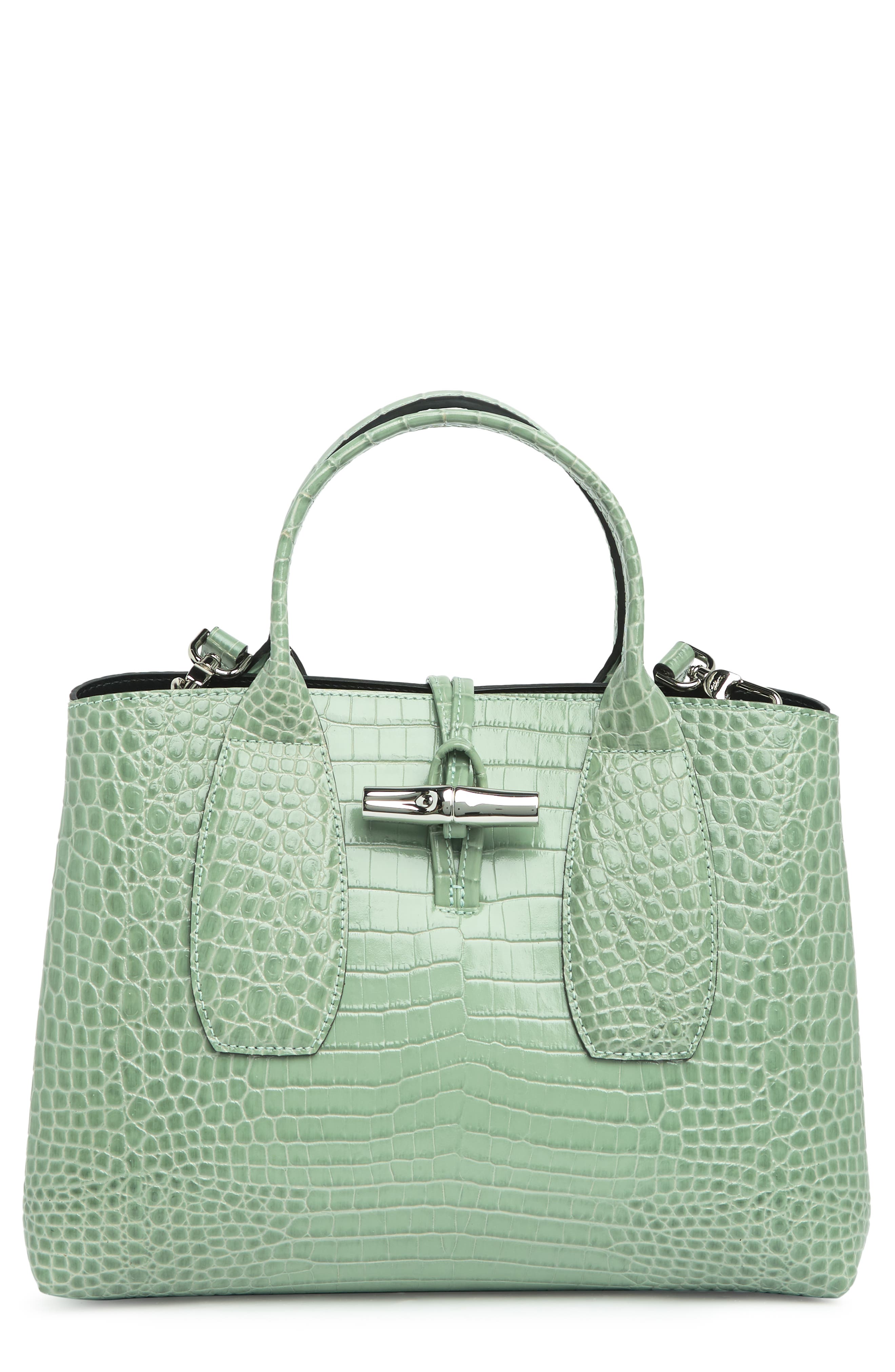 Longchamp Croc Embossed Leather Tote Bag, Main, color, 