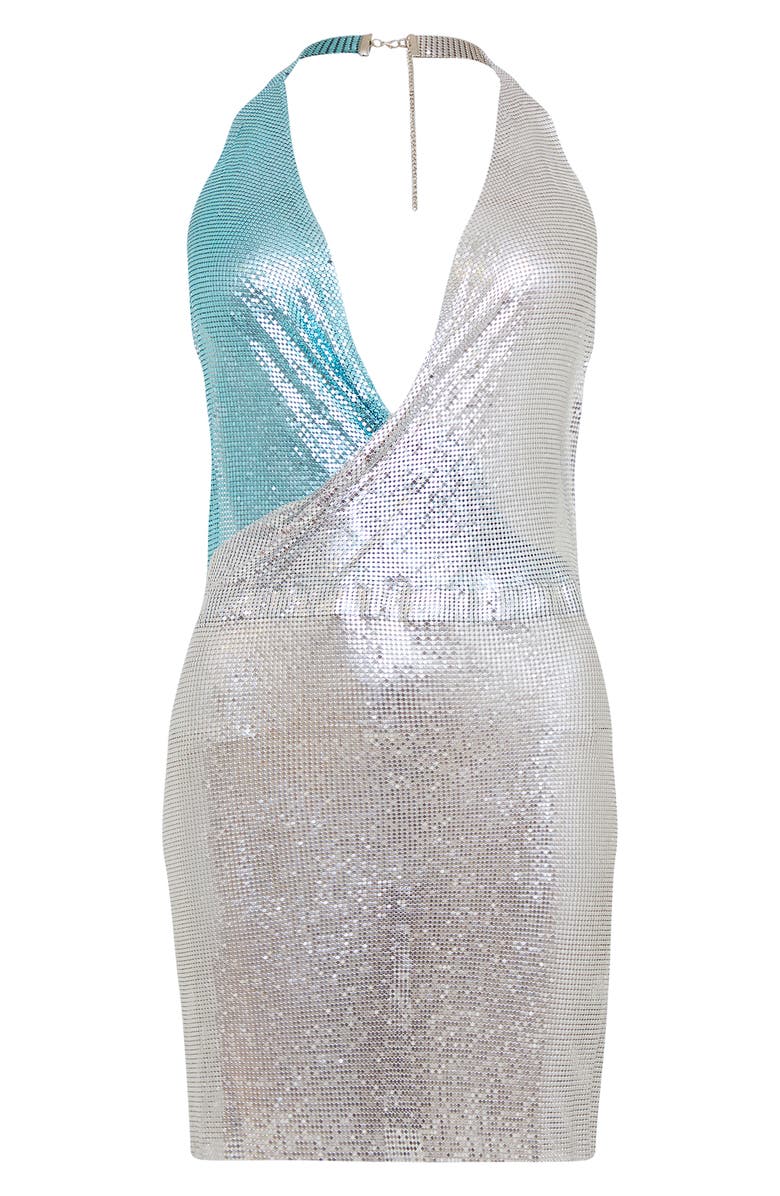 NASTY GAL Colorblock Chain Mail Halter Minidress, Alternate, color,