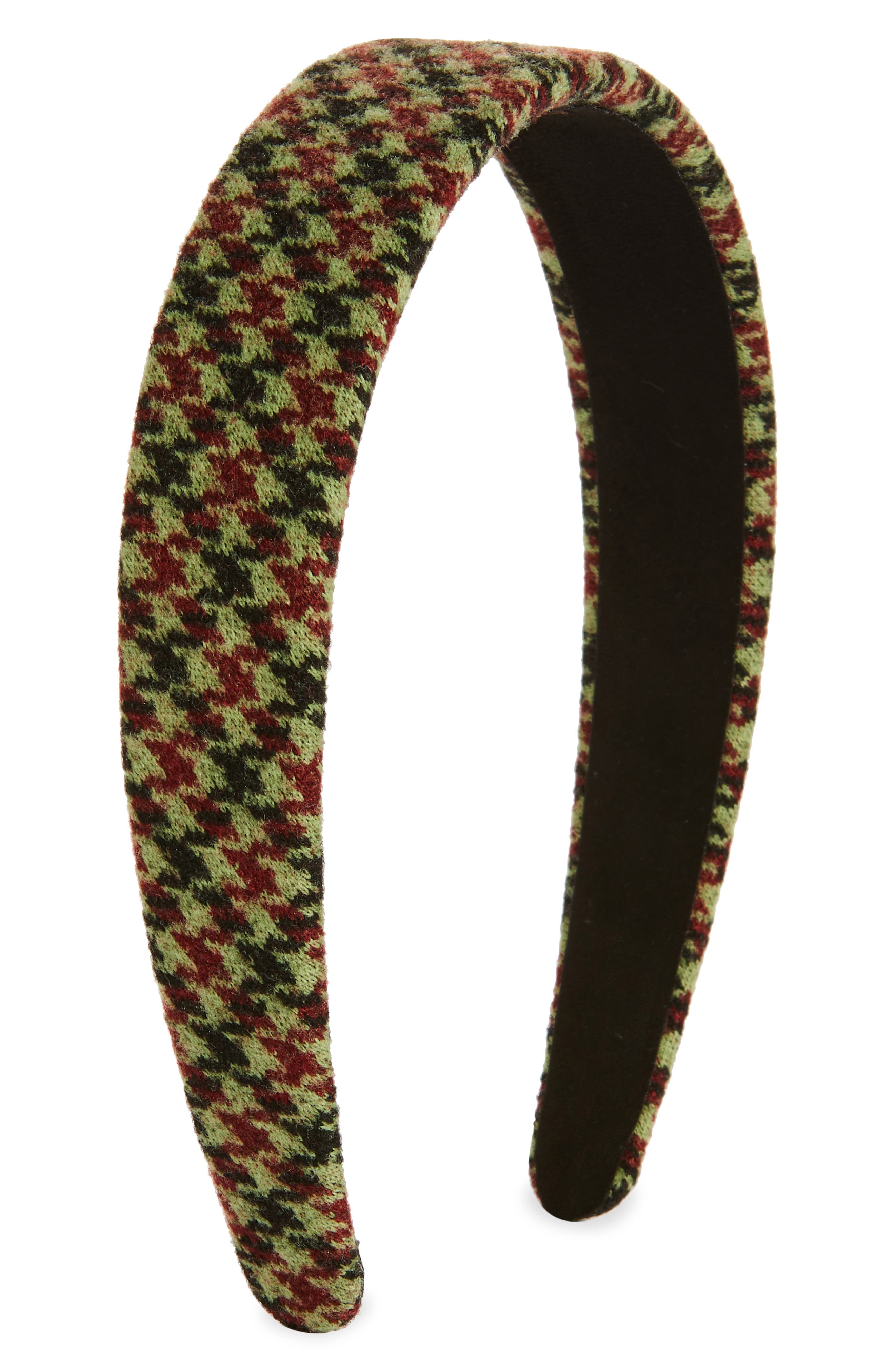 Tasha Houndstooth Plaid Headband in Brown/Green Plaid 