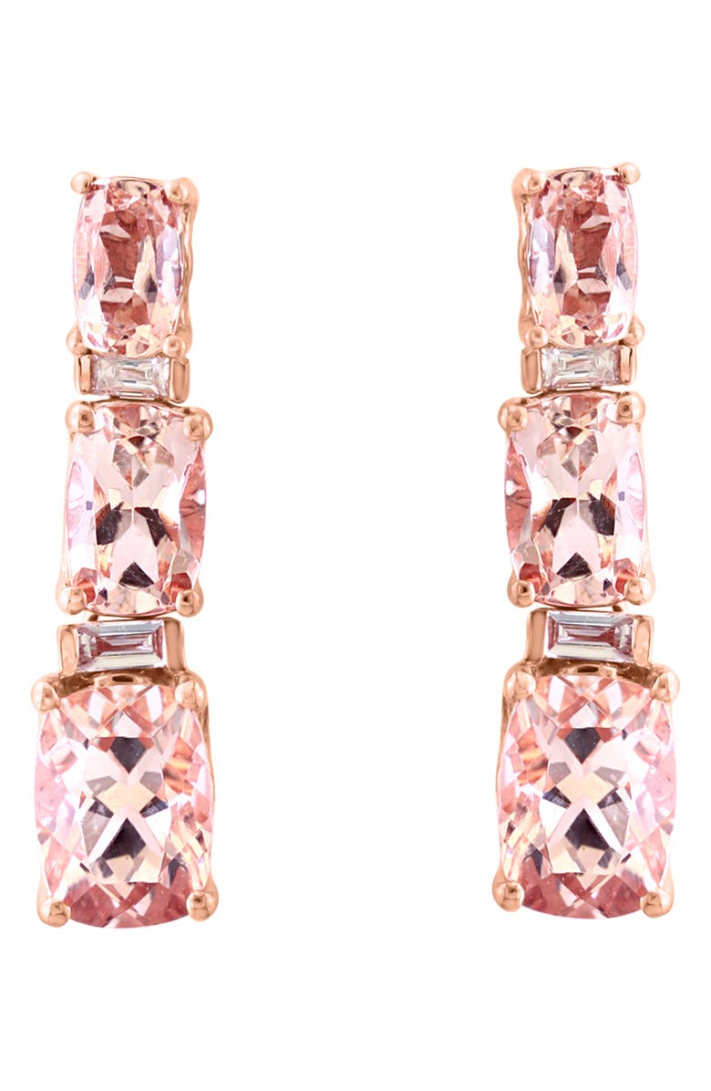 EFFY 14K Rose Gold Morganite & Diamond Drop Earrings, Alternate, color, Pink