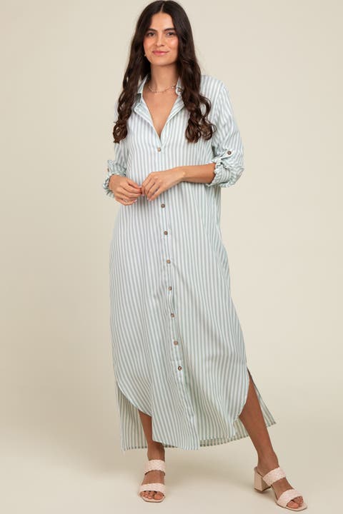 Striped Button Down Maxi Dress