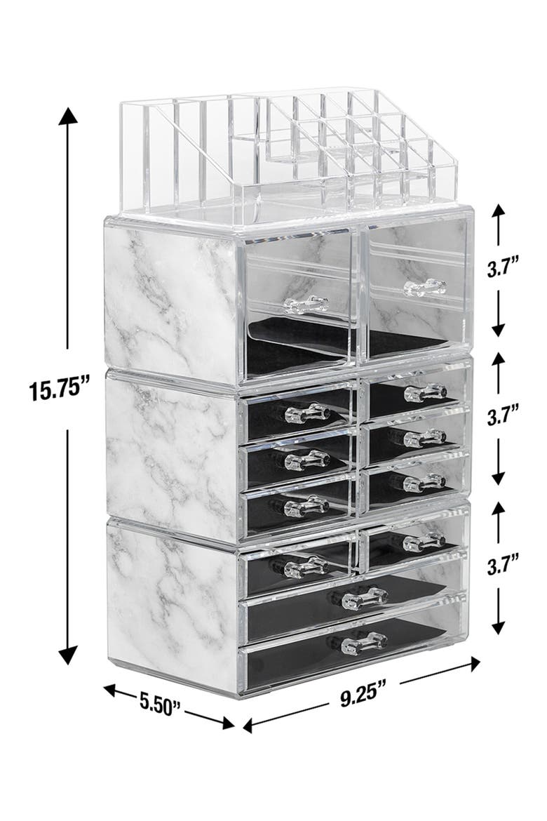 Makeup and Jewelry Storage Case Display Set - Marble, Alternate, color, MARBLE