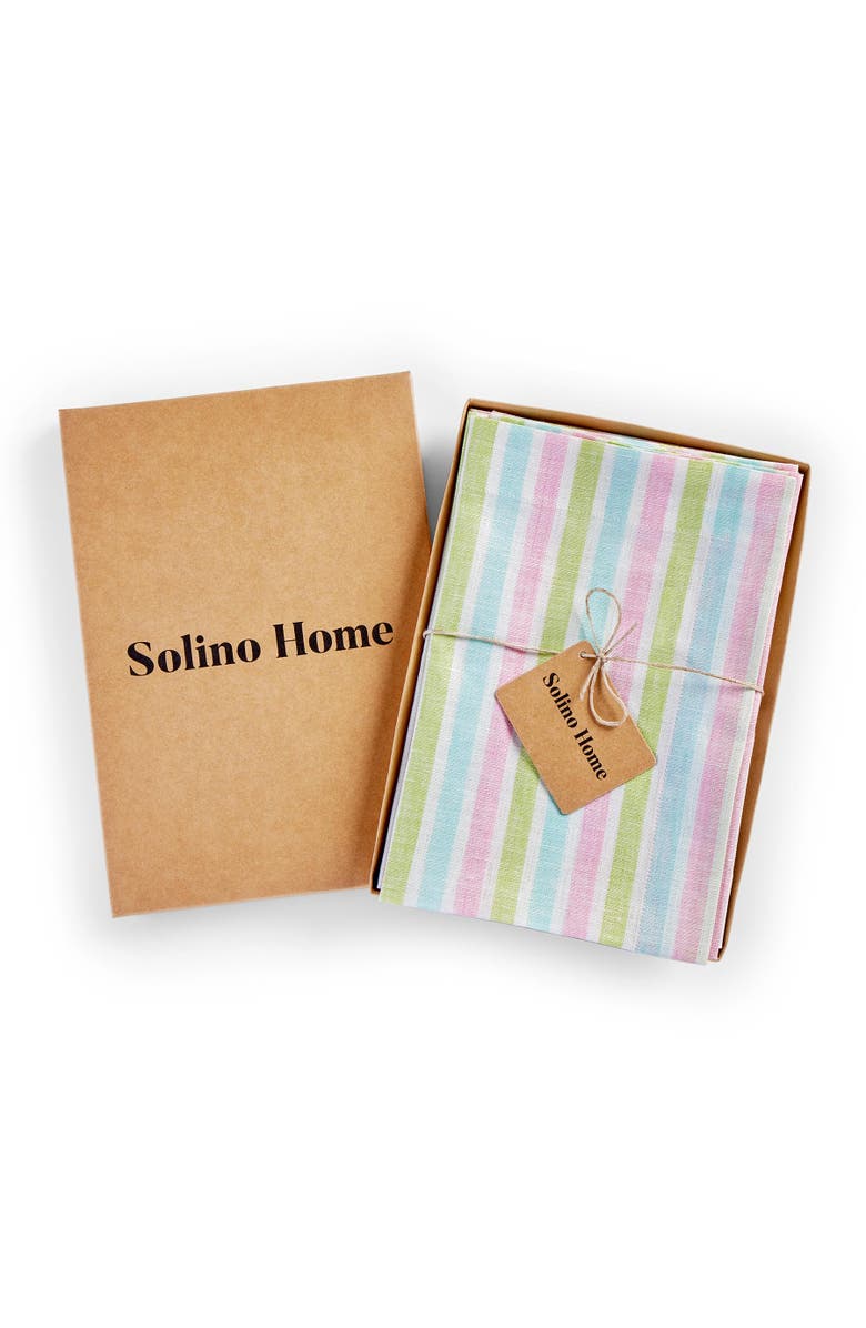 Solino Home Linen Dinner Napkins - Palm Beach Stripe, 20" x 20" Inch, Alternate, color, Palm Beach Stripe