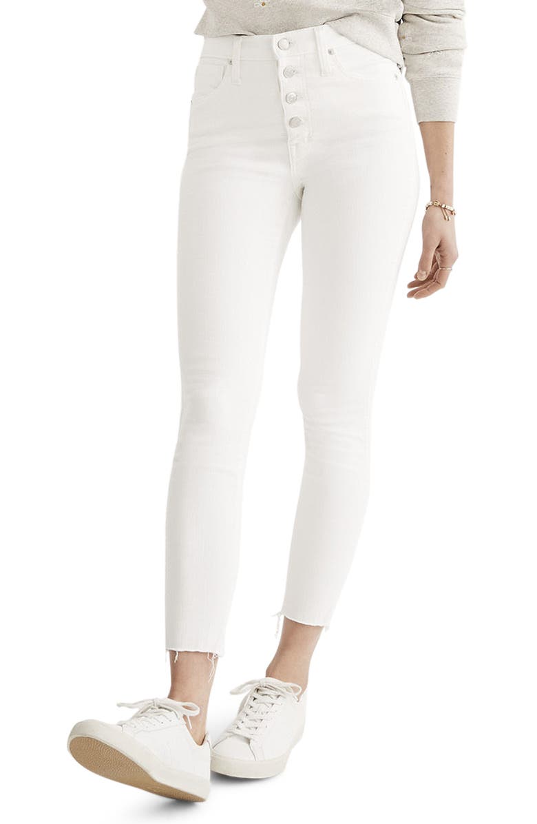Madewell 10-Inch Button High Waist Crop Skinny Jeans, Main, color, 