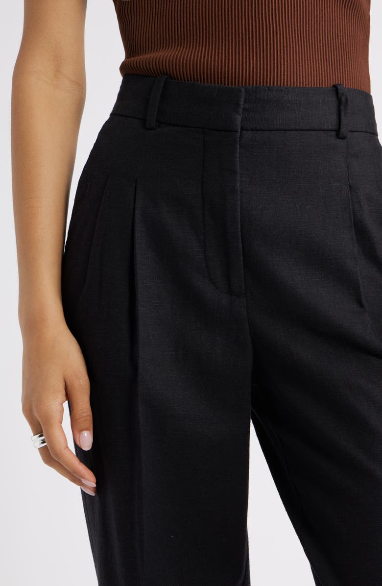 Open Edit Everyday Linen Blend Pants, Alternate, color, Black