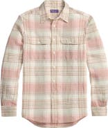 Ralph Lauren Purple Label Plaid Linen Button-Up Shirt