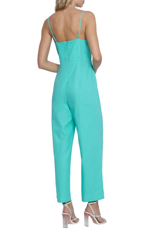 DONNA MORGAN FOR MAGGY DONNA MORGAN FOR MAGGY KNOTTED BOW LINEN BLEND JUMPSUIT