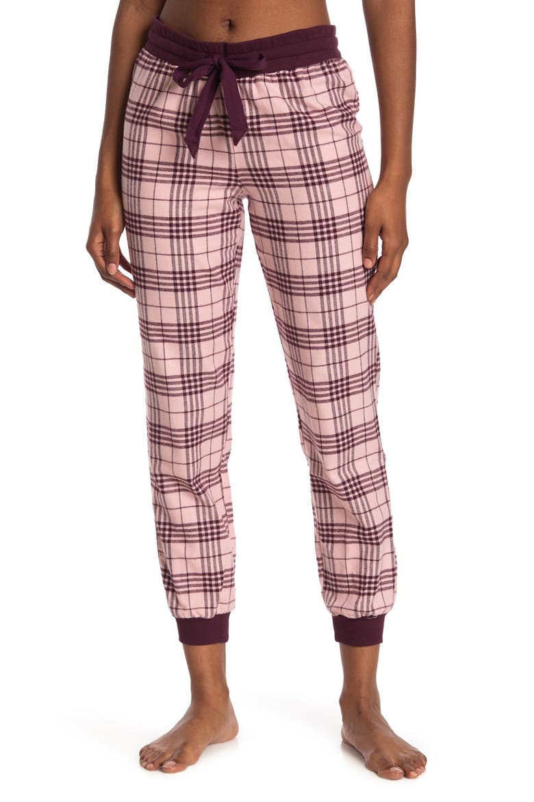 Plaid Flannel Pajama Joggers, Main, color, PINK PEACHSKIN CORY PLAID