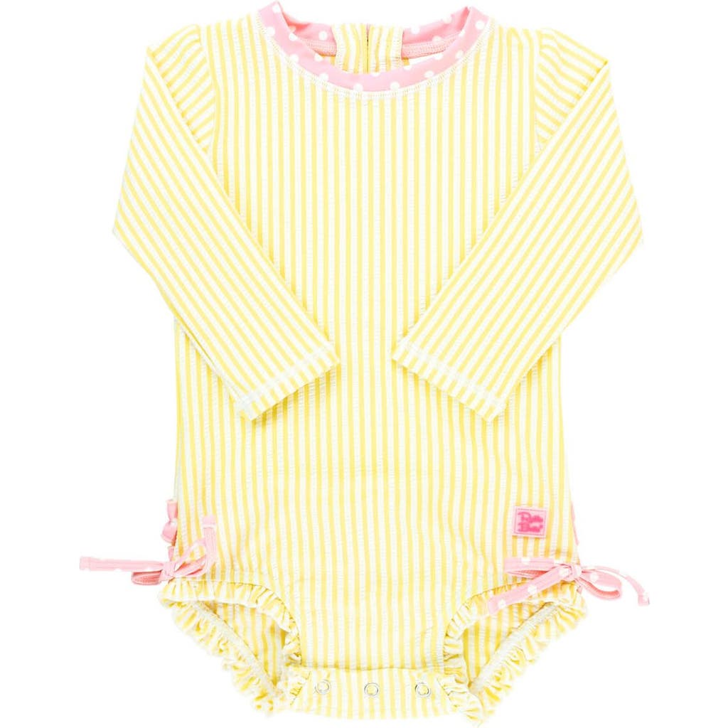 Rufflebutts Girls Seersucker Long Sleeve Upf50+ One Piece Rash Guard In Multi