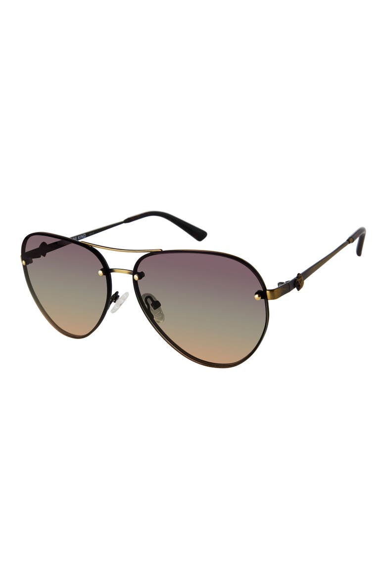 Shoreditch 60mm Rimless Aviator Sunglasses, Alternate, color, GOLD HAVANA/ VIOLET GREEN