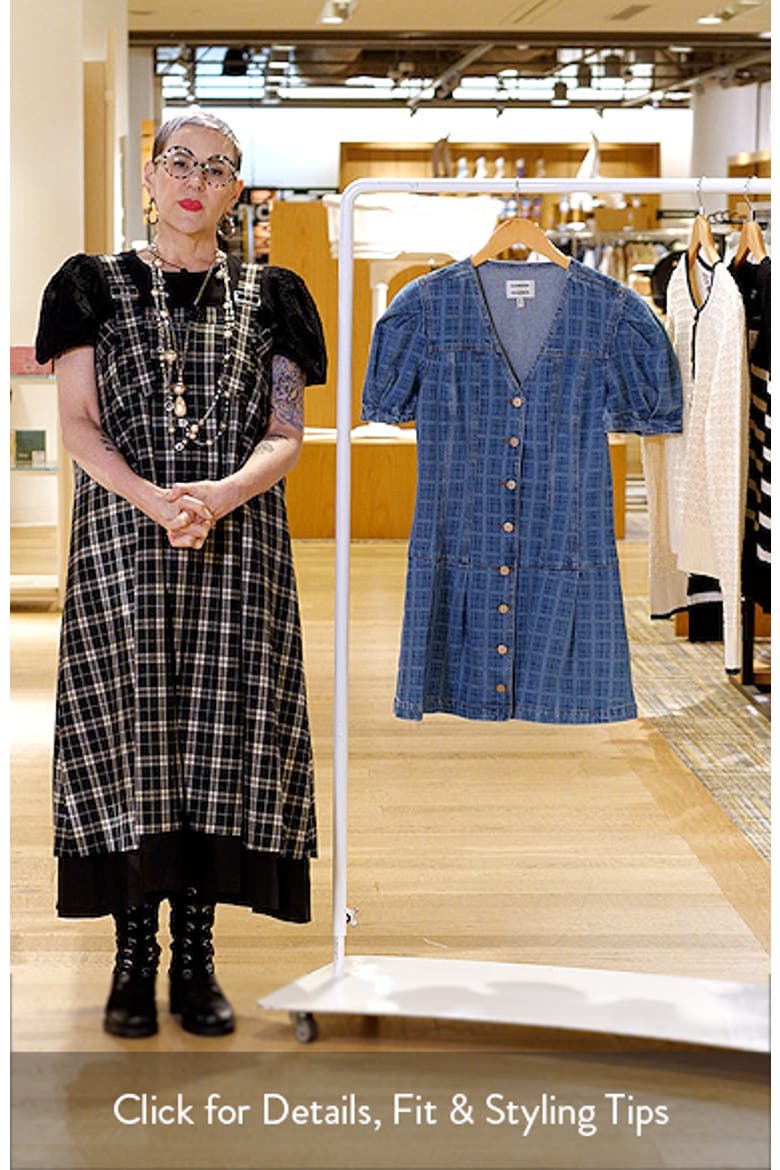 Adeline Grid Puff Sleeve Denim Minidress video