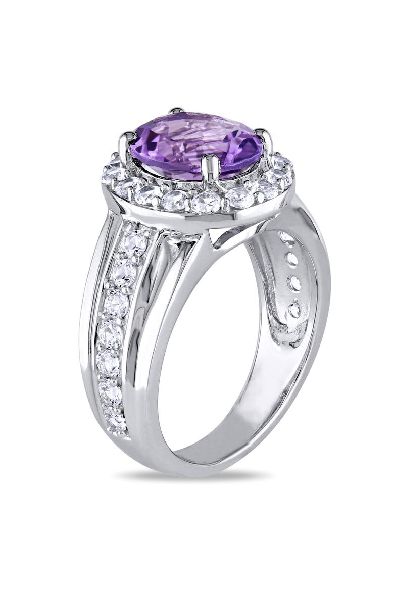 Amethyst & Created White Sapphire Halo Ring, Alternate, color, Amethyst
