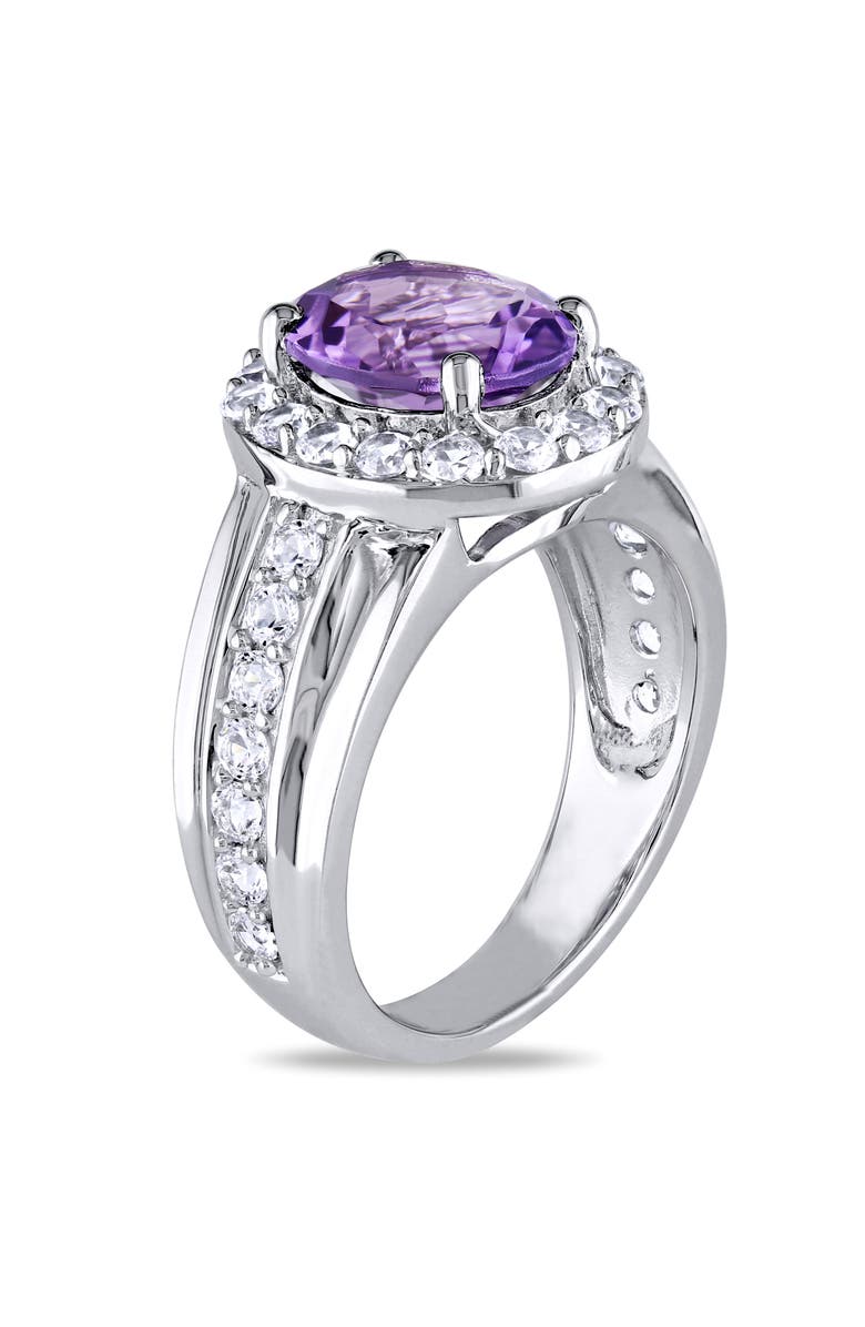Julianna B. Amethyst & Created White Sapphire Halo Ring, Alternate, color, Amethyst