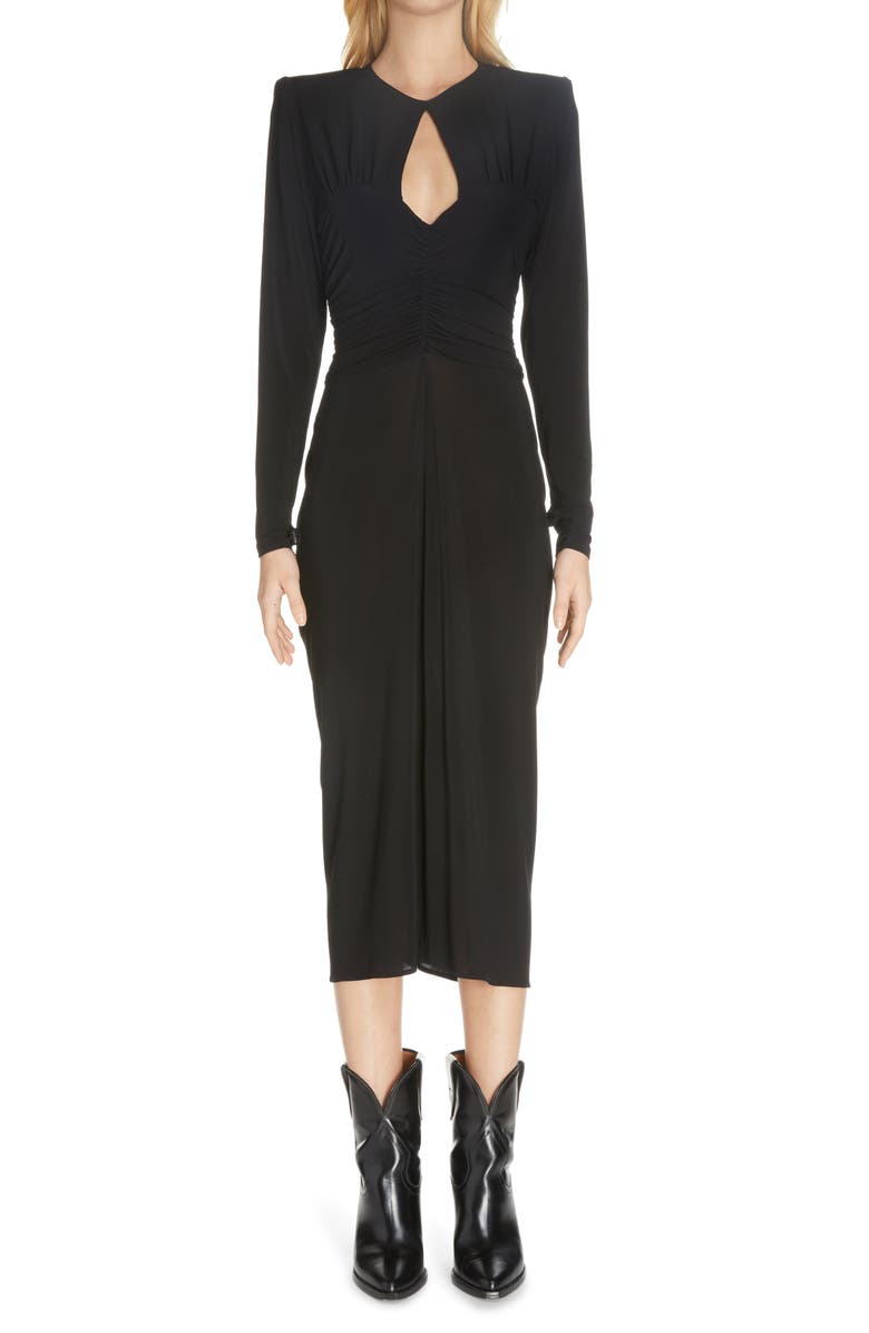 Isabel Marant Jinelima Keyhole Long Sleeve Midi Dress, Main, color, 