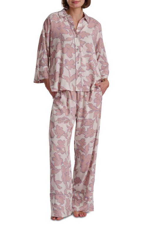 Splendid Button-up Shirt & Pants Pajamas In Pink