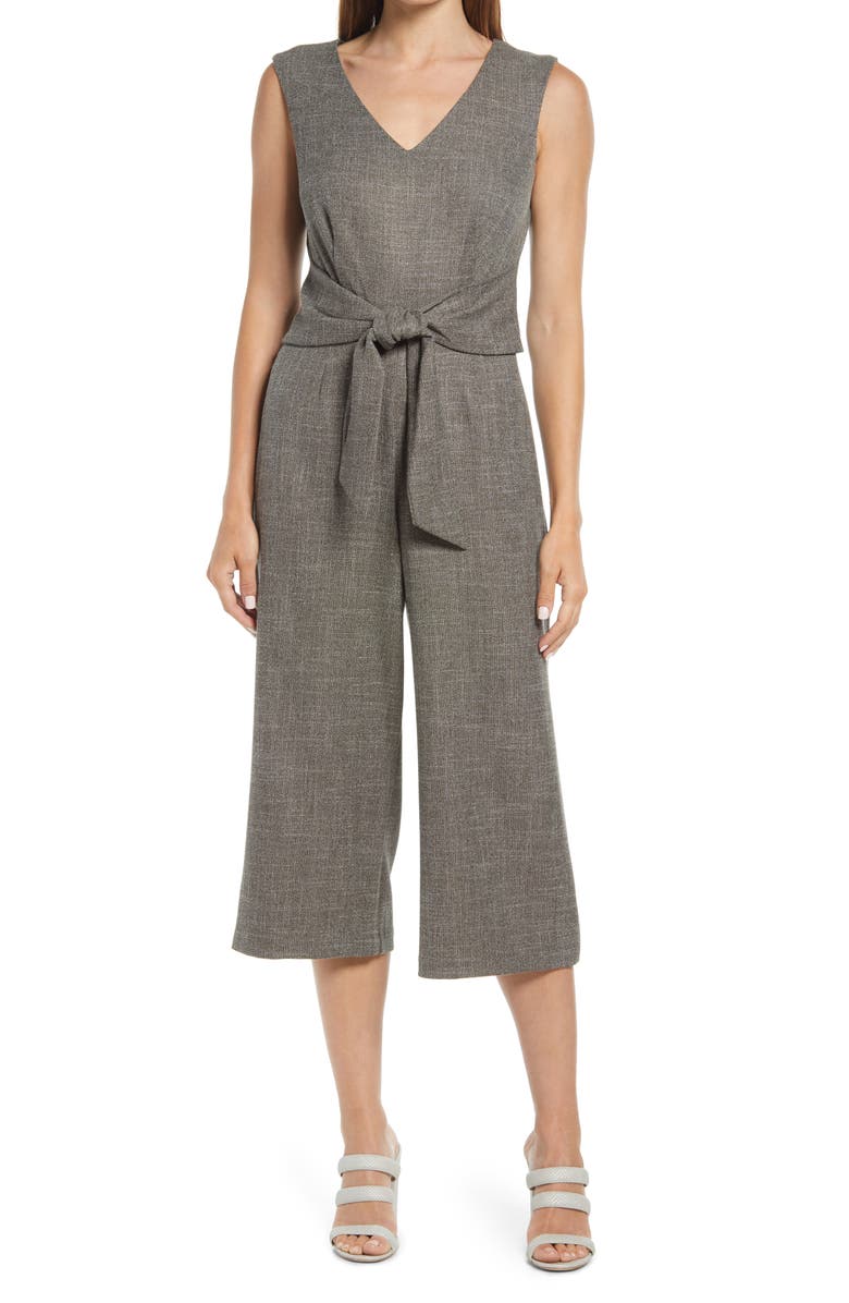 Connected Apparel Tie Front Jumpsuit, Main, color, 