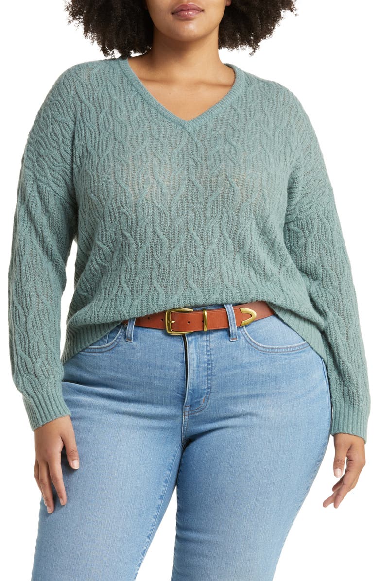 Madewell Open Stitch Cable Knit Sweater, Main, color, 