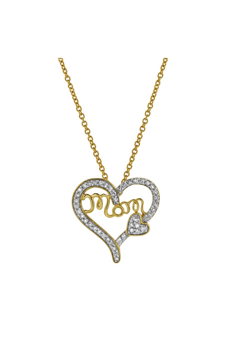 Heart Duo Mom Diamond Pendant Necklace in 10K Yellow Gold, Main, color, 10K Yellow Gold