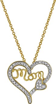 LuvMyJewelry Heart Duo Mom Diamond Pendant Necklace in 10K Yellow Gold
