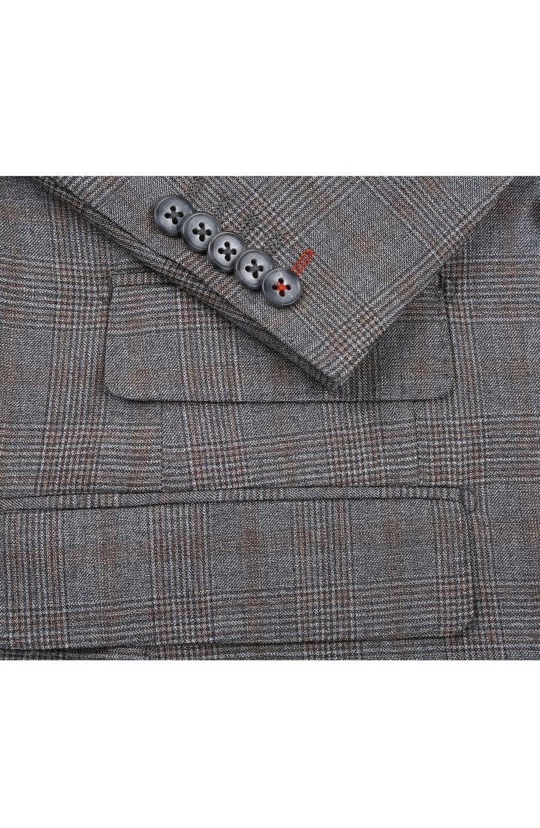English Laundry Plaid Double Breasted Wool Blend Suit, Alternate, color, Grey/Brown Plaid