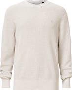 AllSaints Oversize Cotton & Wool Waffle Crewneck Sweater