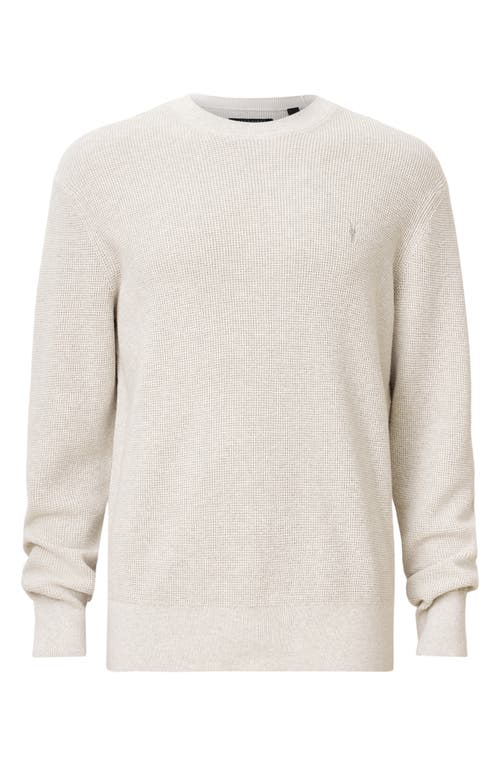 Allsaints Aspen Waffle Texture Crew Neck Sweater In Cloudy Grey