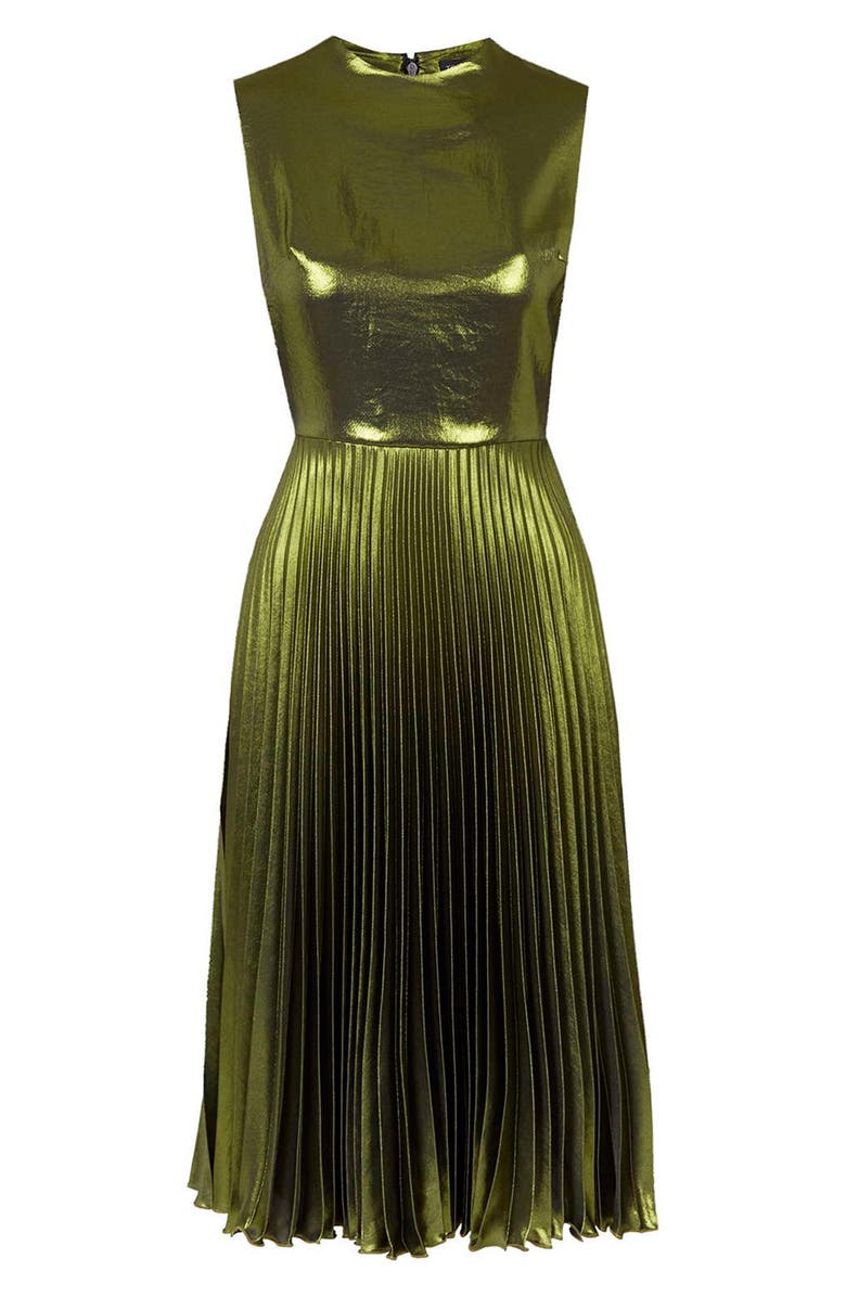 Topshop Sleeveless Pleated Midi Dress, Alternate, color, 
