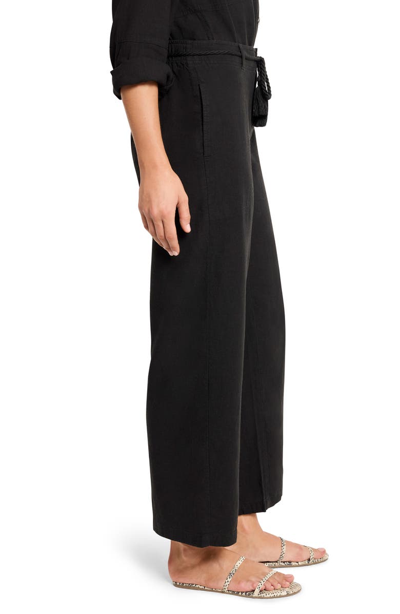 NIC+ZOE Rumba Rope Belt Linen Blend Pants, Alternate, color, Black Onyx