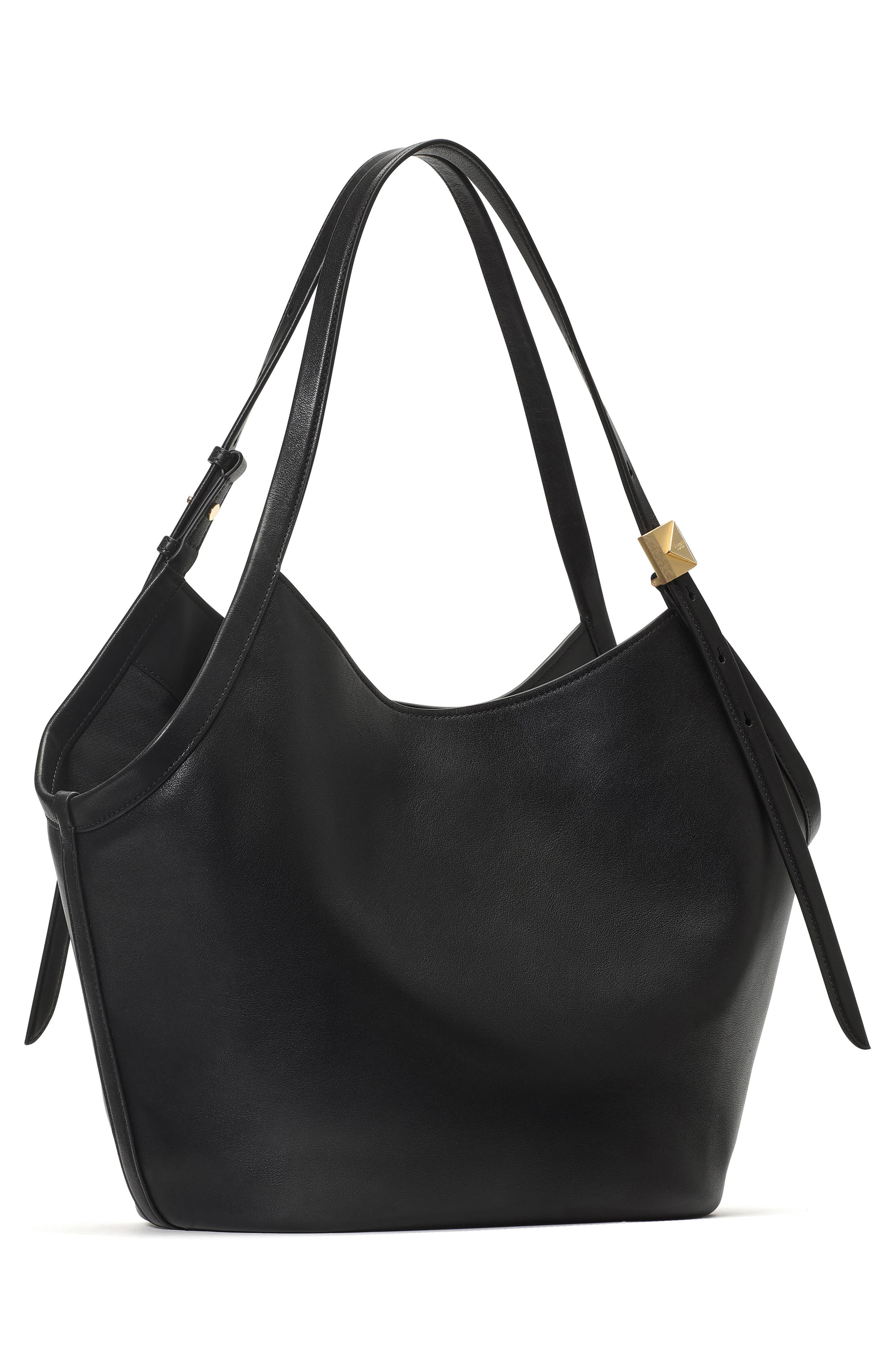 Kate Spade New York Deco Fine Grain Leather Tulip Tote, Alternate, color, Black